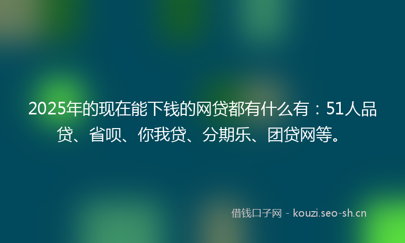 2025年的现在能下钱的网贷都有什么有：51人品贷、省呗、你我贷、分期乐、团贷网等。