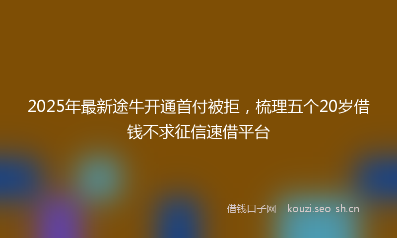 2025年最新途牛开通首付被拒，梳理五个20岁借钱不求征信速借平台