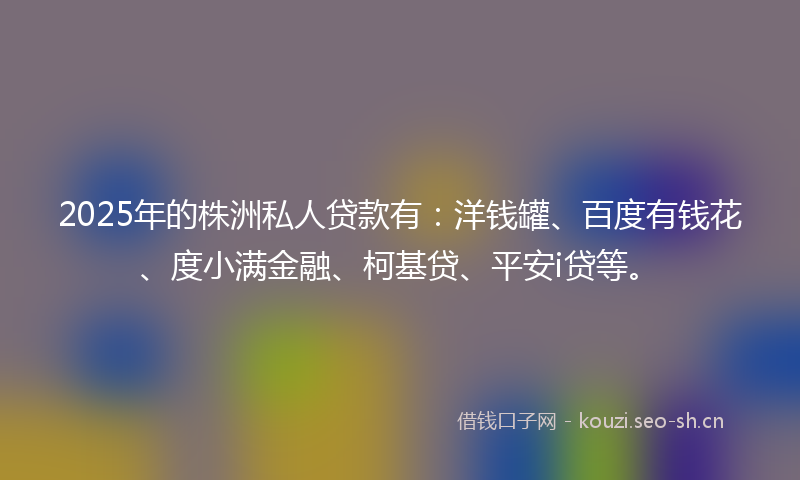 2025年的株洲私人贷款有：洋钱罐、百度有钱花、度小满金融、柯基贷、平安i贷等。