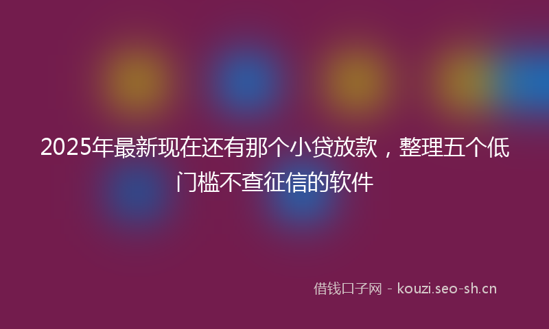 2025年最新现在还有那个小贷放款，整理五个低门槛不查征信的软件