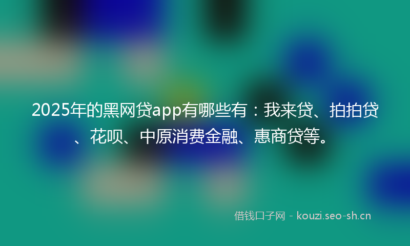 2025年的黑网贷app有哪些有：我来贷、拍拍贷、花呗、中原消费金融、惠商贷等。