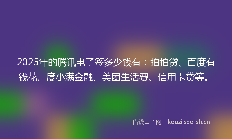 2025年的腾讯电子签多少钱有：拍拍贷、百度有钱花、度小满金融、美团生活费、信用卡贷等。