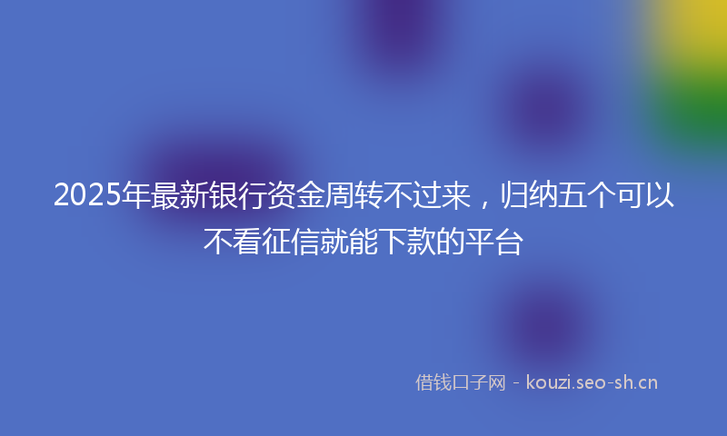 2025年最新银行资金周转不过来，归纳五个可以不看征信就能下款的平台