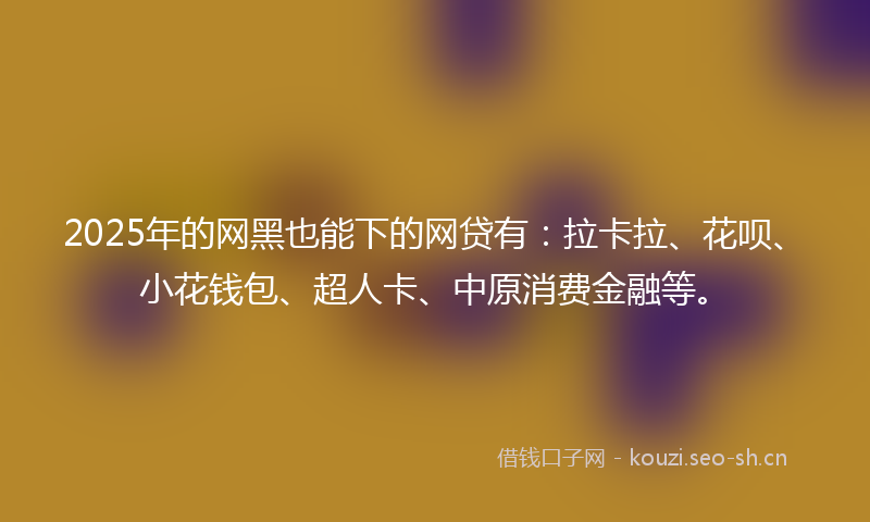 2025年的网黑也能下的网贷有：拉卡拉、花呗、小花钱包、超人卡、中原消费金融等。