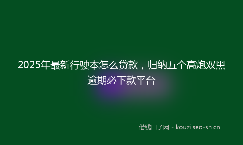 2025年最新行驶本怎么贷款，归纳五个高炮双黑逾期必下款平台