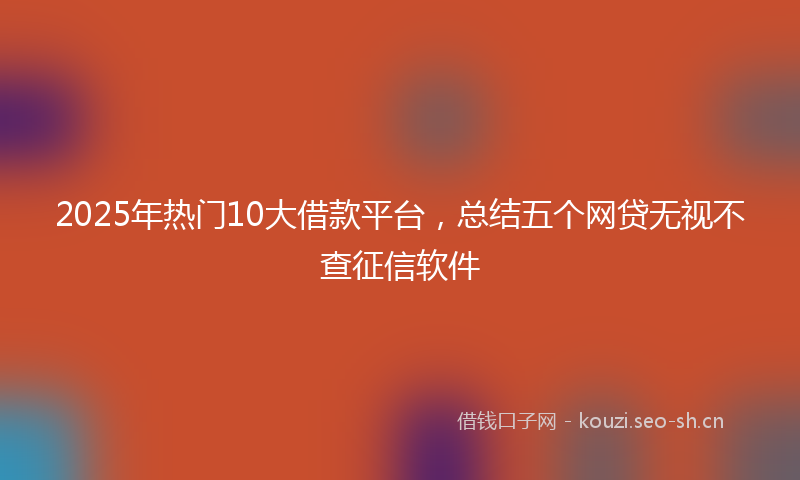 2025年热门10大借款平台，总结五个网贷无视不查征信软件