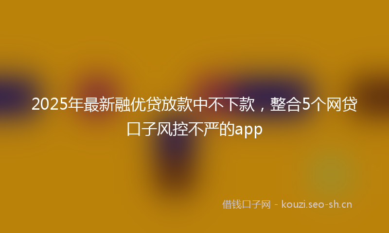 2025年最新融优贷放款中不下款，整合5个网贷口子风控不严的app