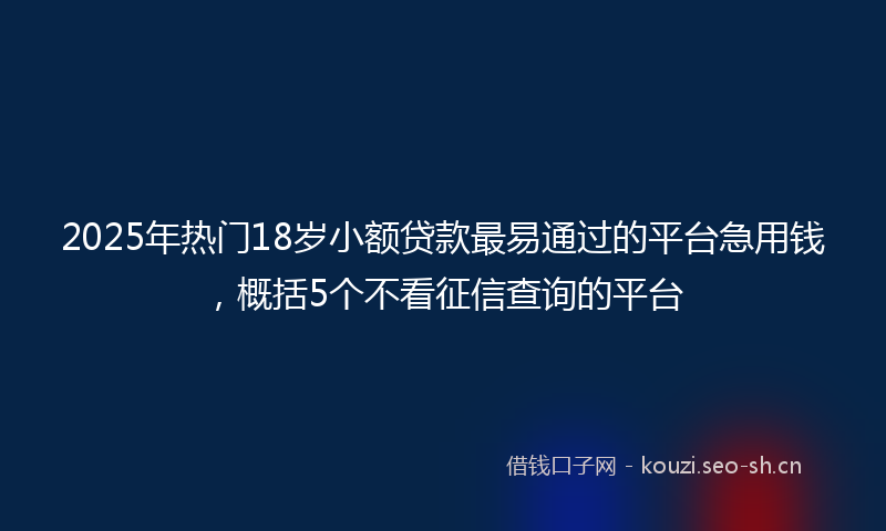 2025年热门18岁小额贷款最易通过的平台急用钱，概括5个不看征信查询的平台
