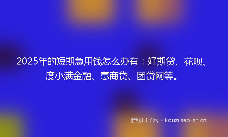 2025年的短期急用钱怎么办有：好期贷、花呗、度小满金融、惠商贷、团贷网等。
