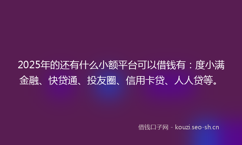 2025年的还有什么小额平台可以借钱有：度小满金融、快贷通、投友圈、信用卡贷、人人贷等。