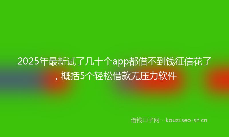 2025年最新试了几十个app都借不到钱征信花了，概括5个轻松借款无压力软件
