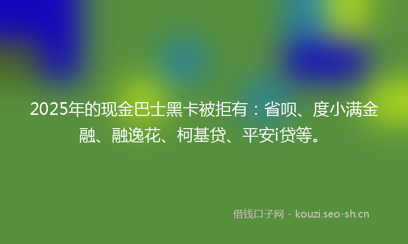 2025年的现金巴士黑卡被拒有：省呗、度小满金融、融逸花、柯基贷、平安i贷等。