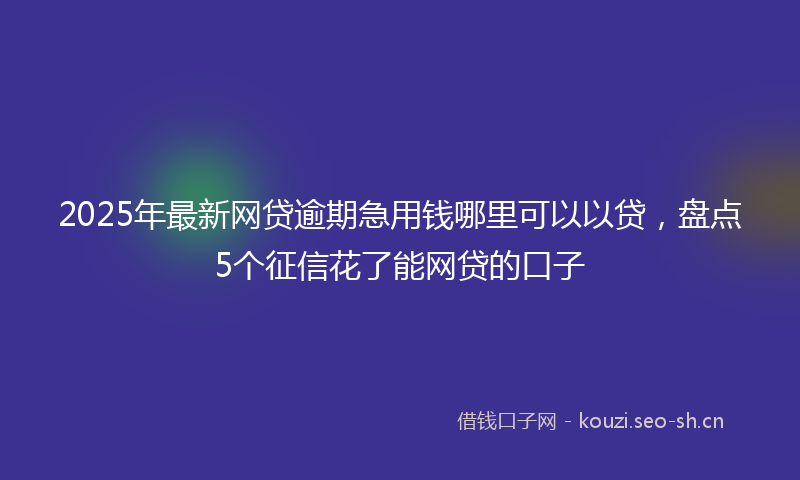 2025年最新网贷逾期急用钱哪里可以以贷，盘点5个征信花了能网贷的口子