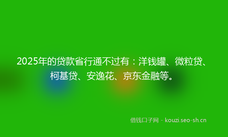 2025年的贷款省行通不过有：洋钱罐、微粒贷、柯基贷、安逸花、京东金融等。