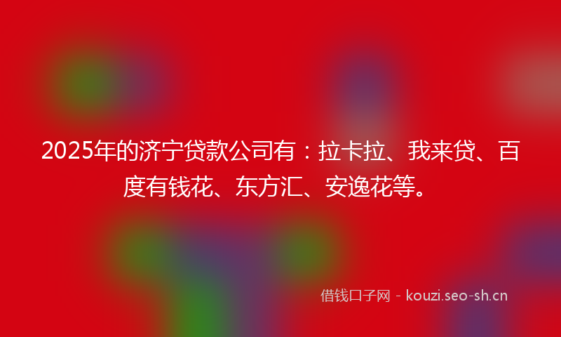 2025年的济宁贷款公司有：拉卡拉、我来贷、百度有钱花、东方汇、安逸花等。