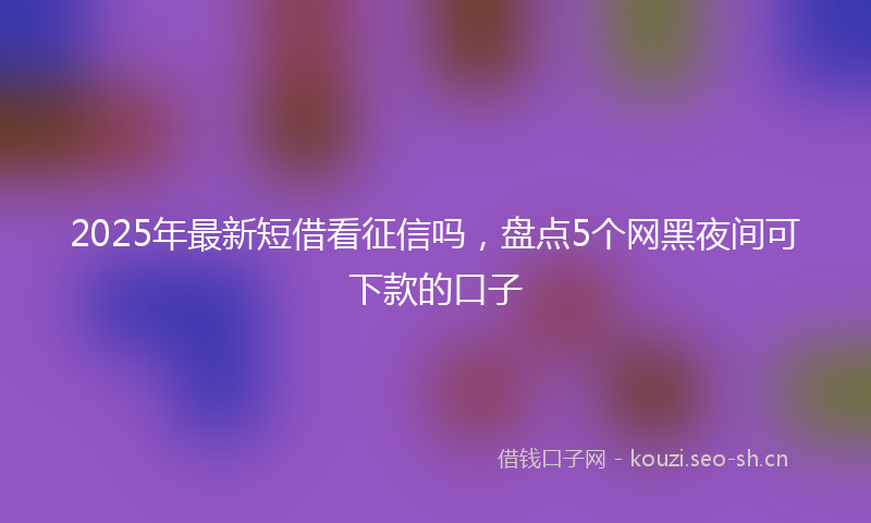 2025年最新短借看征信吗，盘点5个网黑夜间可下款的口子