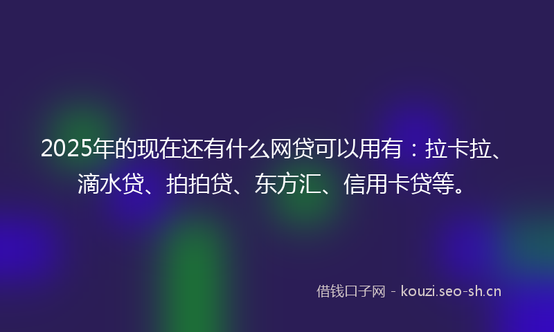 2025年的现在还有什么网贷可以用有：拉卡拉、滴水贷、拍拍贷、东方汇、信用卡贷等。