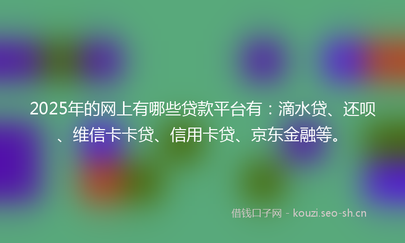 2025年的网上有哪些贷款平台有：滴水贷、还呗、维信卡卡贷、信用卡贷、京东金融等。