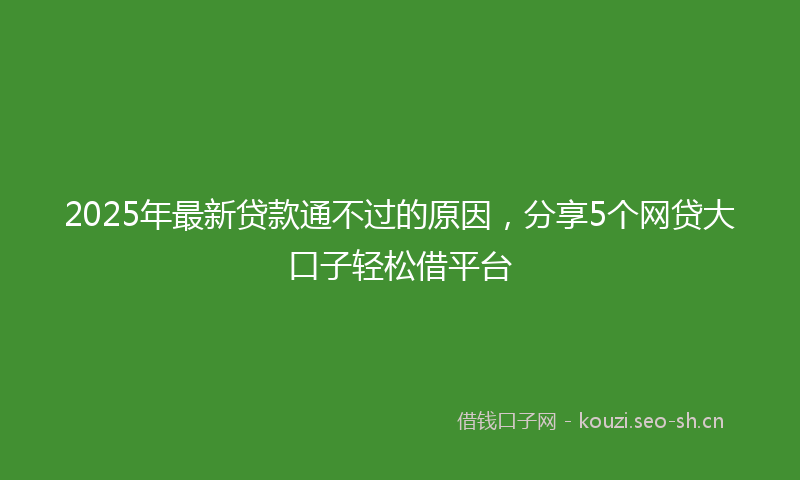2025年最新贷款通不过的原因，分享5个网贷大口子轻松借平台