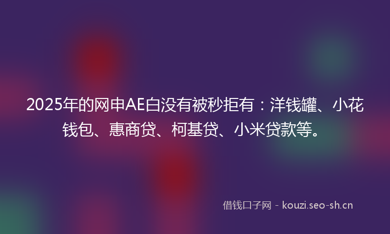 2025年的网申AE白没有被秒拒有：洋钱罐、小花钱包、惠商贷、柯基贷、小米贷款等。