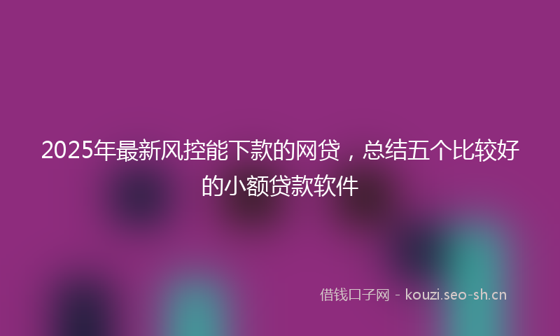 2025年最新风控能下款的网贷，总结五个比较好的小额贷款软件