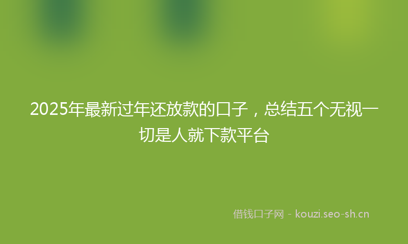 2025年最新过年还放款的口子，总结五个无视一切是人就下款平台