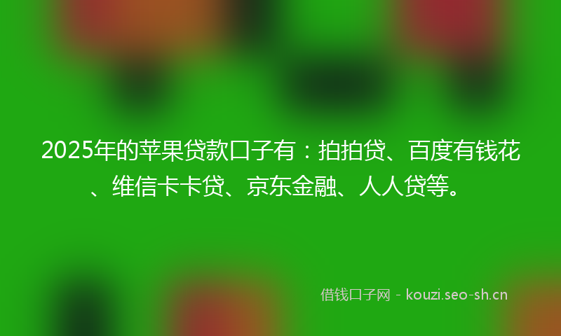 2025年的苹果贷款口子有：拍拍贷、百度有钱花、维信卡卡贷、京东金融、人人贷等。