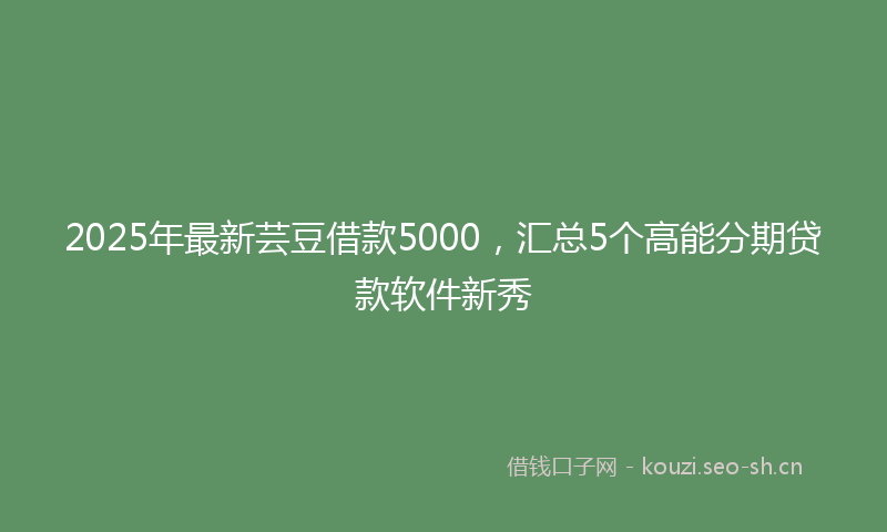 2025年最新芸豆借款5000，汇总5个高能分期贷款软件新秀