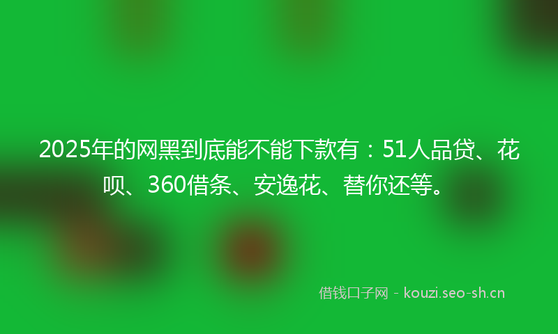 2025年的网黑到底能不能下款有：51人品贷、花呗、360借条、安逸花、替你还等。