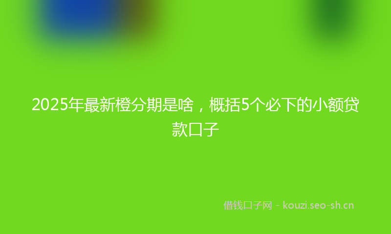2025年最新橙分期是啥，概括5个必下的小额贷款口子