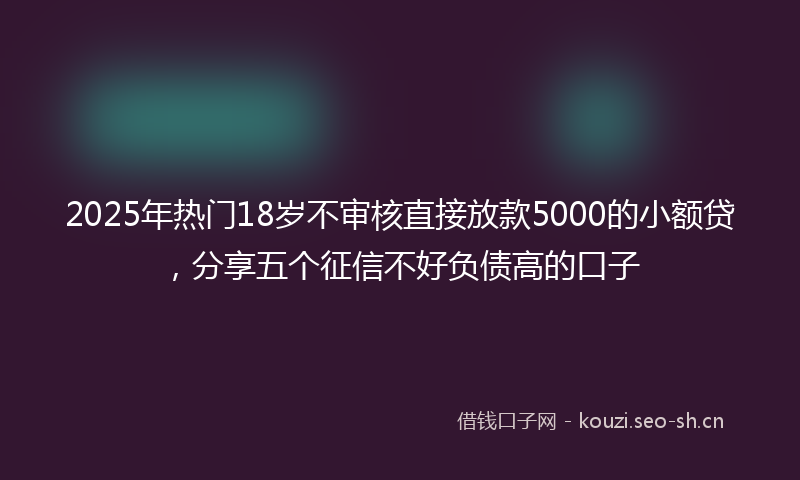 2025年热门18岁不审核直接放款5000的小额贷，分享五个征信不好负债高的口子