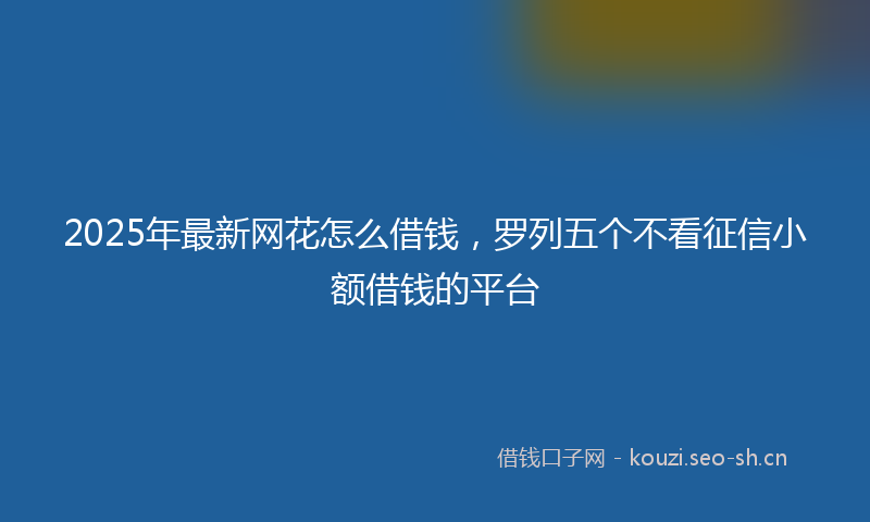 2025年最新网花怎么借钱，罗列五个不看征信小额借钱的平台