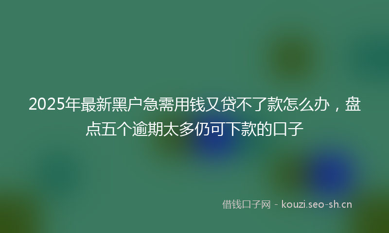2025年最新黑户急需用钱又贷不了款怎么办，盘点五个逾期太多仍可下款的口子
