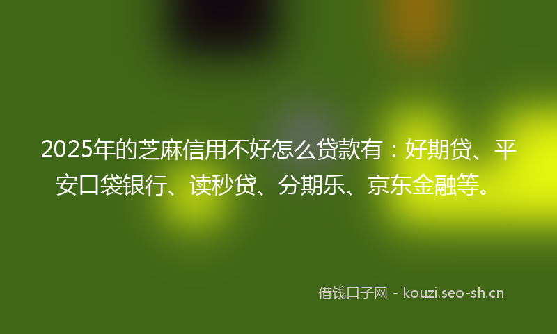 2025年的芝麻信用不好怎么贷款有：好期贷、平安口袋银行、读秒贷、分期乐、京东金融等。