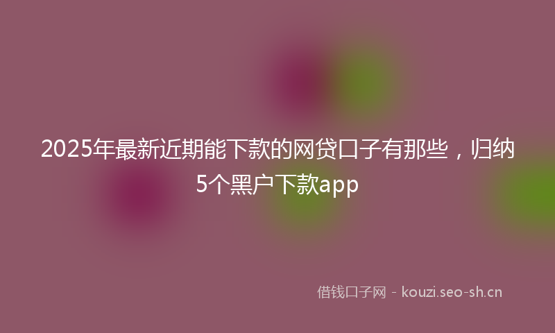 2025年最新近期能下款的网贷口子有那些，归纳5个黑户下款app