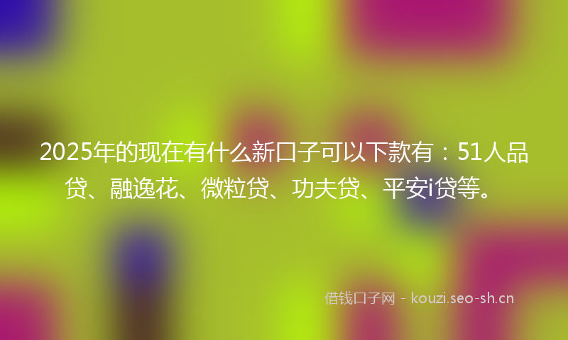 2025年的现在有什么新口子可以下款有：51人品贷、融逸花、微粒贷、功夫贷、平安i贷等。