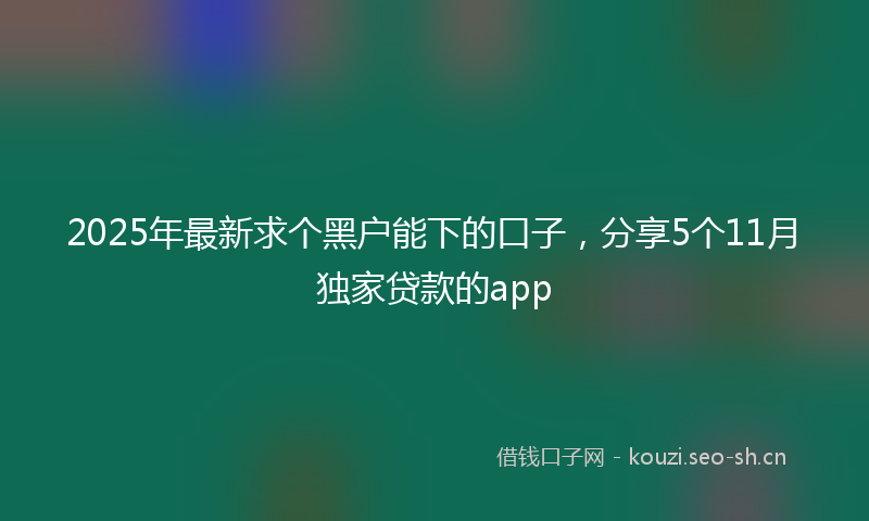 2025年最新求个黑户能下的口子，分享5个11月独家贷款的app