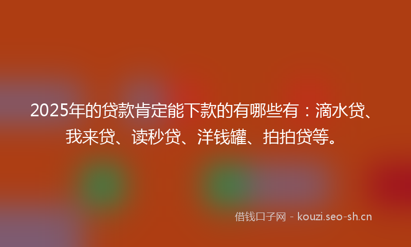 2025年的贷款肯定能下款的有哪些有：滴水贷、我来贷、读秒贷、洋钱罐、拍拍贷等。