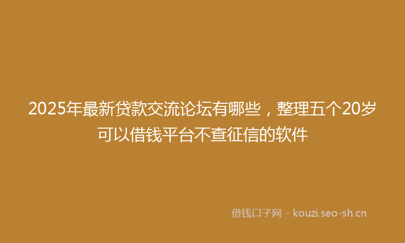 2025年最新贷款交流论坛有哪些，整理五个20岁可以借钱平台不查征信的软件