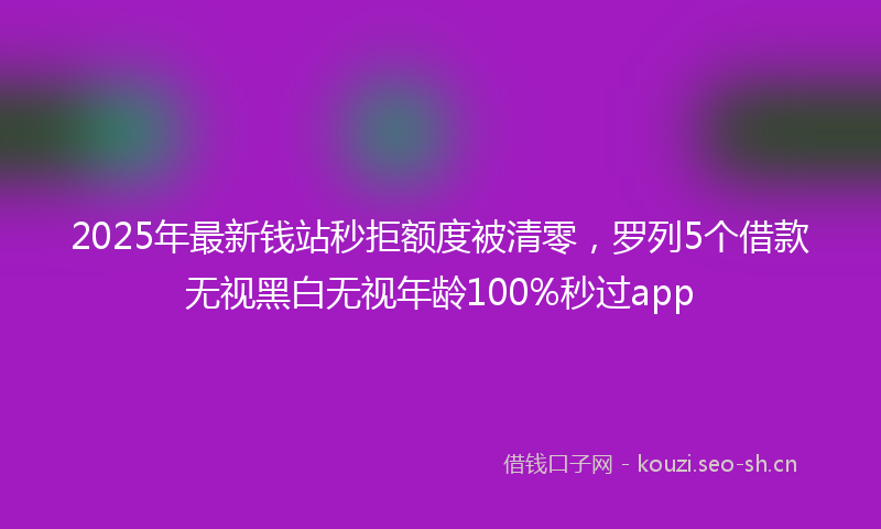2025年最新钱站秒拒额度被清零，罗列5个借款无视黑白无视年龄100%秒过app