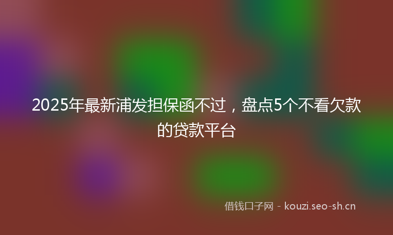 2025年最新浦发担保函不过，盘点5个不看欠款的贷款平台