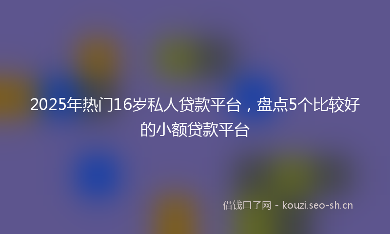 2025年热门16岁私人贷款平台，盘点5个比较好的小额贷款平台