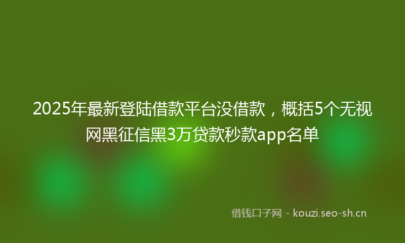 2025年最新登陆借款平台没借款，概括5个无视网黑征信黑3万贷款秒款app名单