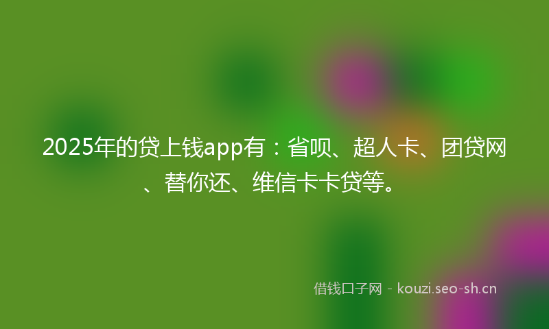 2025年的贷上钱app有：省呗、超人卡、团贷网、替你还、维信卡卡贷等。