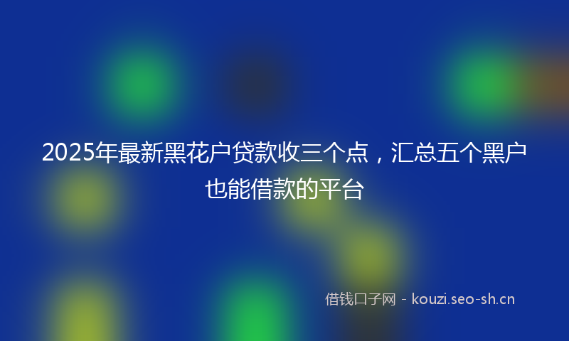 2025年最新黑花户贷款收三个点，汇总五个黑户也能借款的平台