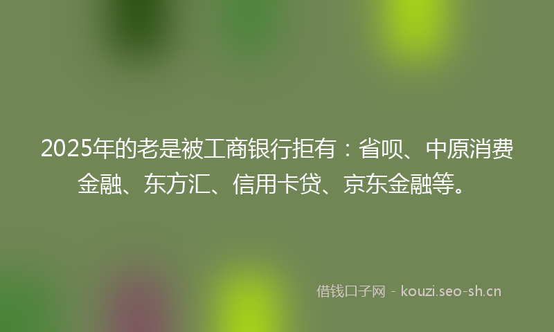 2025年的老是被工商银行拒有：省呗、中原消费金融、东方汇、信用卡贷、京东金融等。