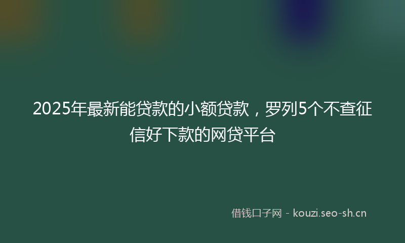 2025年最新能贷款的小额贷款，罗列5个不查征信好下款的网贷平台