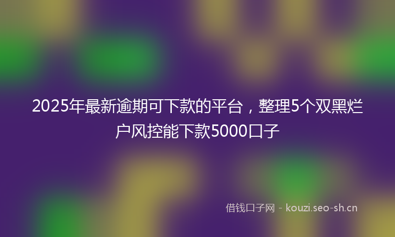 2025年最新逾期可下款的平台，整理5个双黑烂户风控能下款5000口子