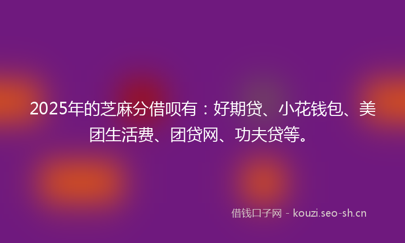 2025年的芝麻分借呗有：好期贷、小花钱包、美团生活费、团贷网、功夫贷等。