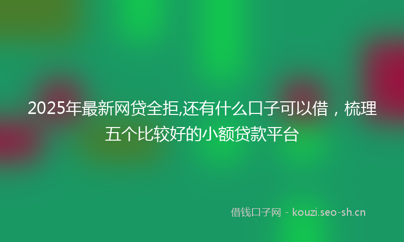 2025年最新网贷全拒,还有什么口子可以借，梳理五个比较好的小额贷款平台